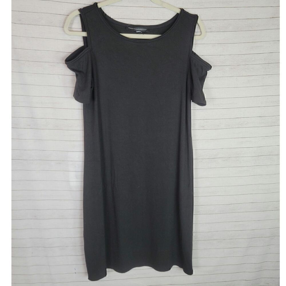 WHITE HOUSE BLACK MARKET BLACK COLD SHOULDER SHEATH DRESS, SZ MEDIUM